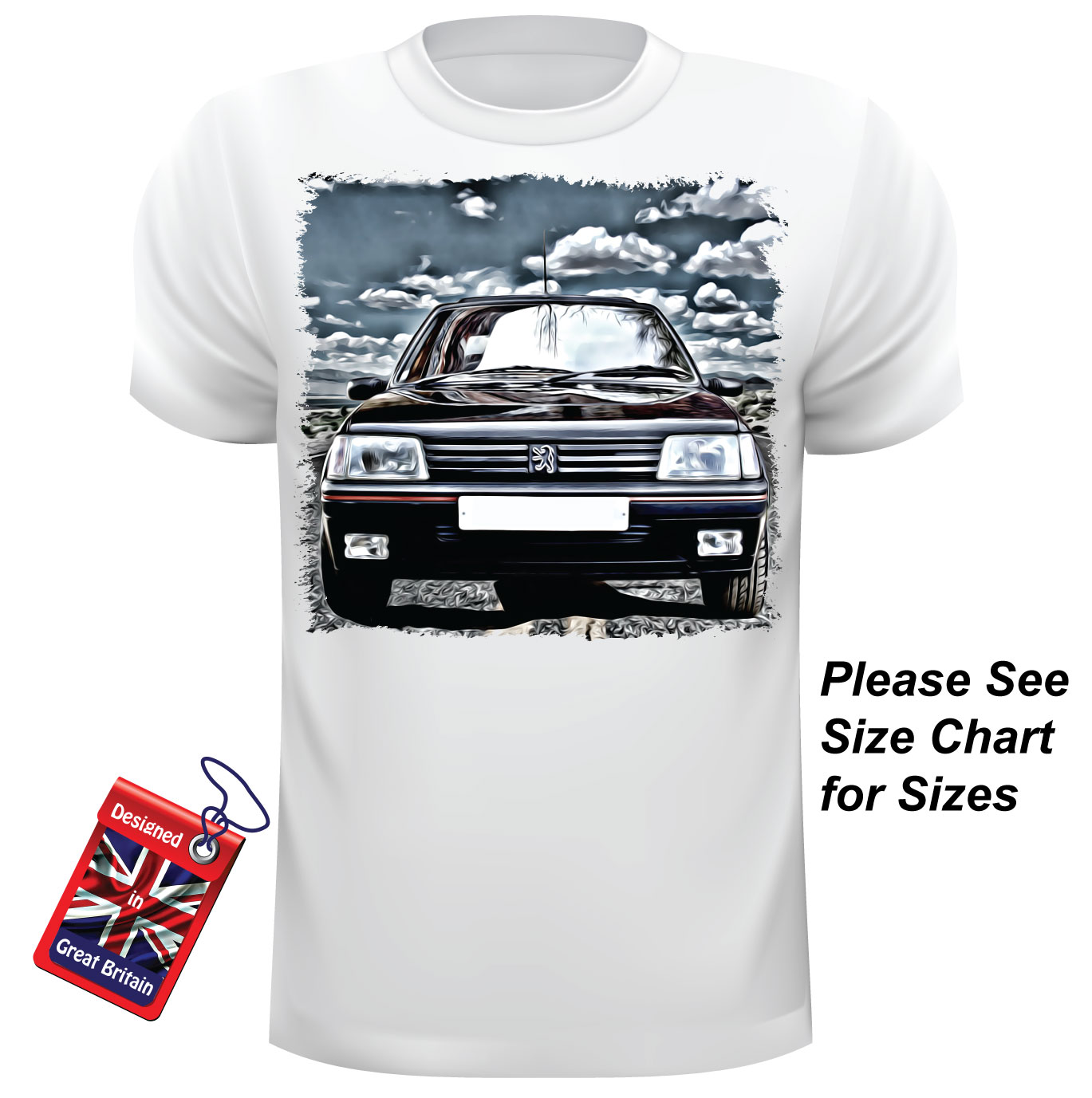 Car Art Design Classic Peugeot 205 GTI T Shirt 205 GTI T Shirt Can Be Personalised M and A