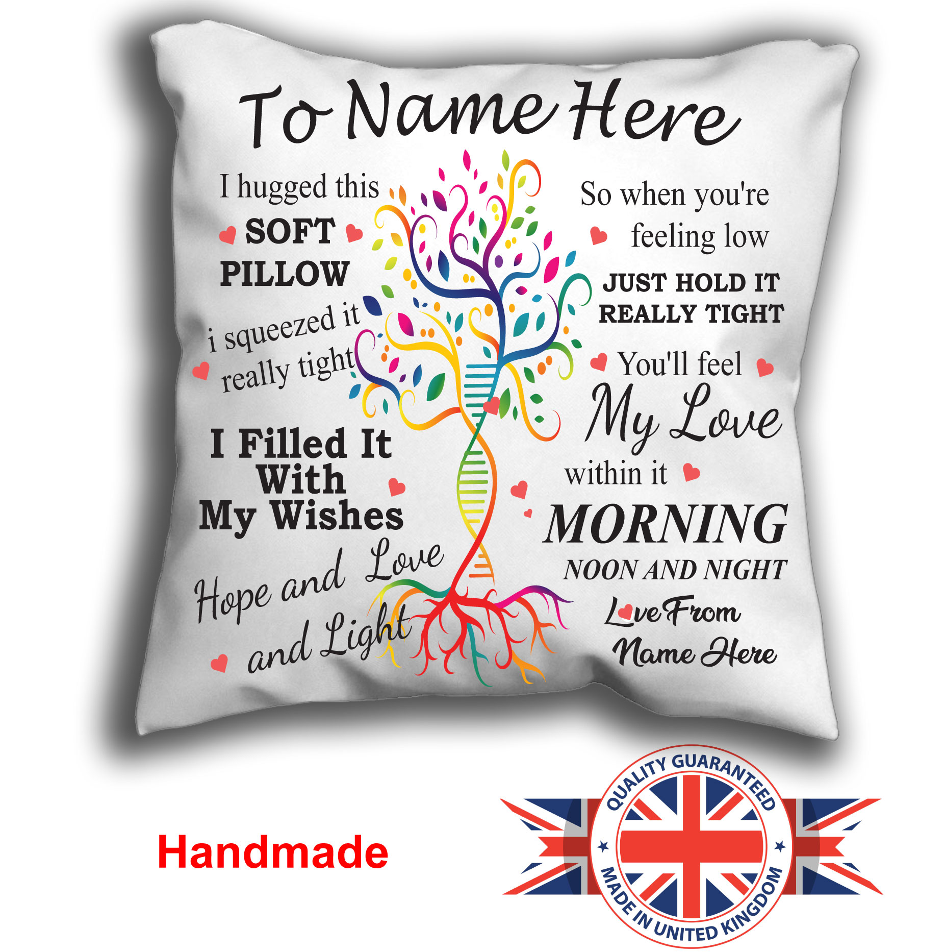 Personalised DNA Tree Cuddle Cushion Pillow