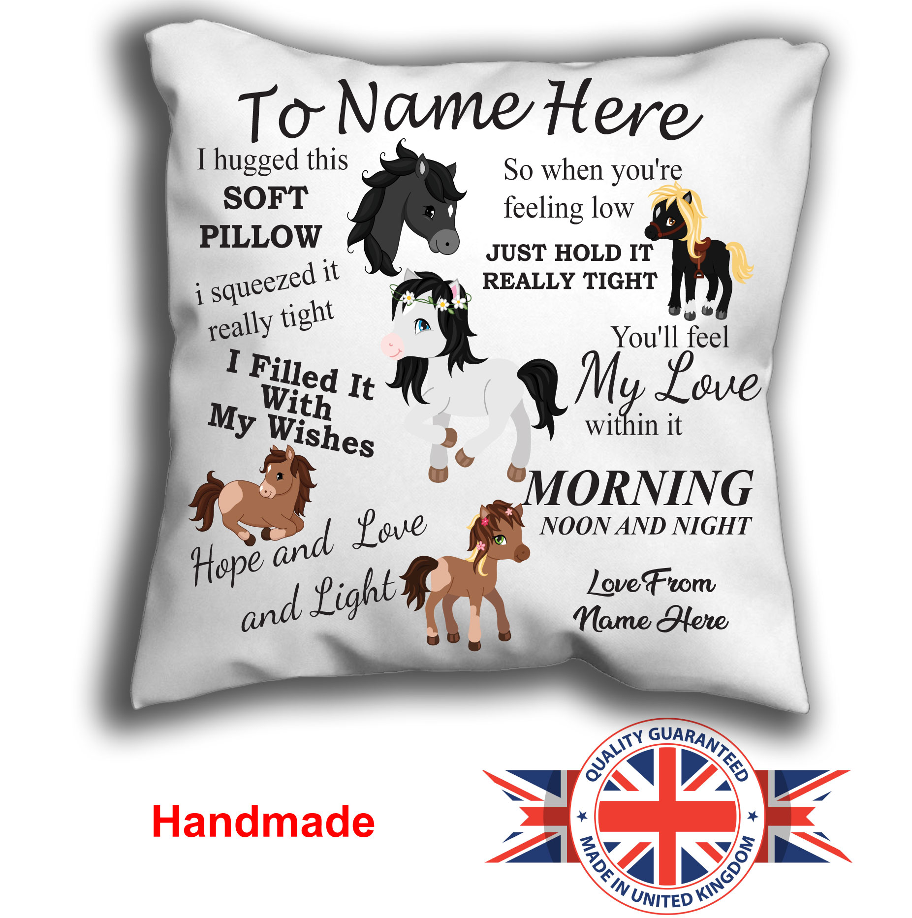 Personalised Horse Cuddle Cushion Pillow