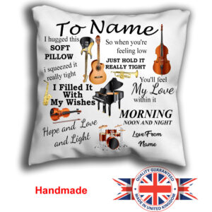 Personalised Music Instrument Cuddle Cushion Pillow