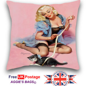 Pin up Girl And Cat Cushion