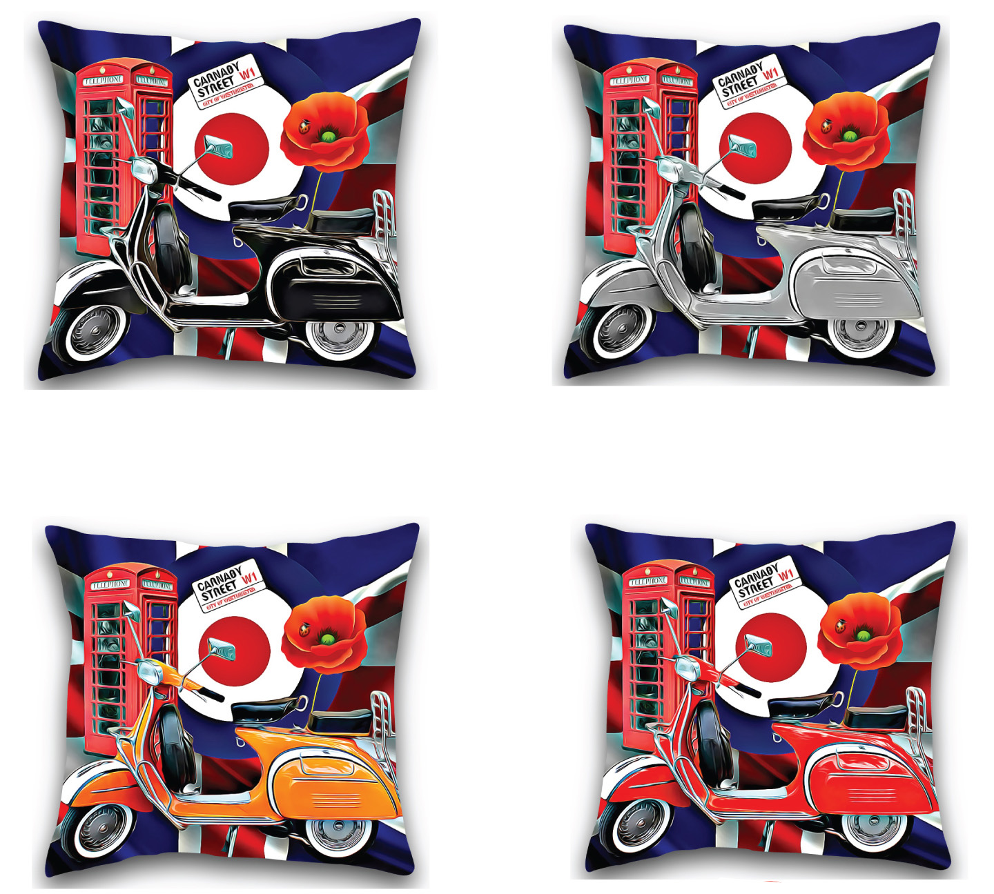 Vespa Scooter Cushion Union Jack Pillow