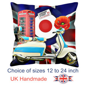 Scooter Art Cushion Lambretta Scooter Union Jack Cushion Pillow