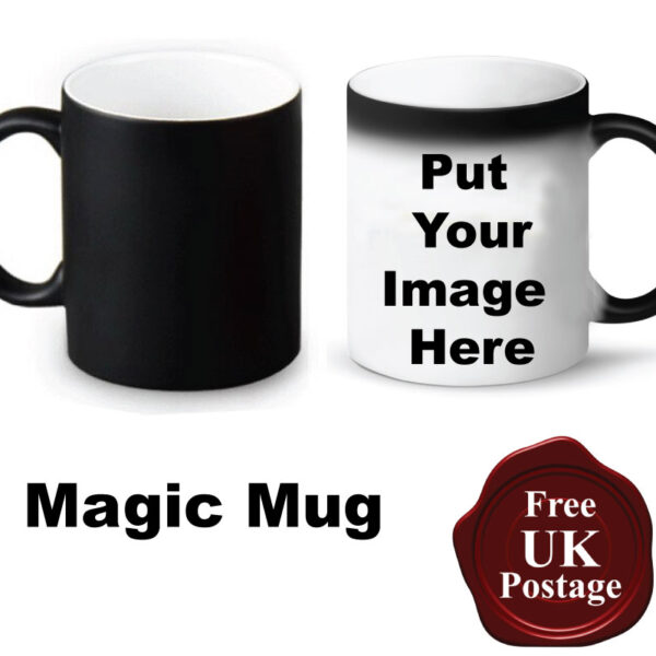 Personalised 11oz Matt Colour Change Magic Mug in Black, Photo Picture Mug