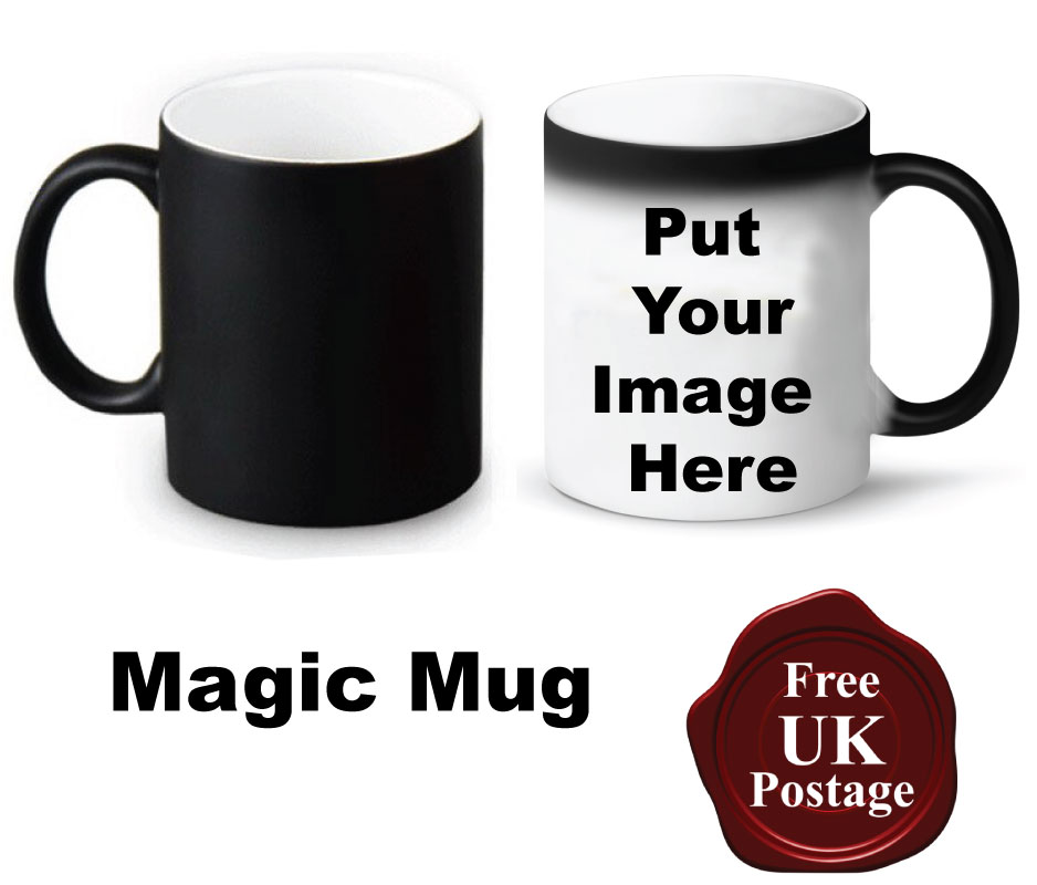 Personalised 11oz Matt Colour Change Magic Mug in Black, Photo Picture Mug - Image 2