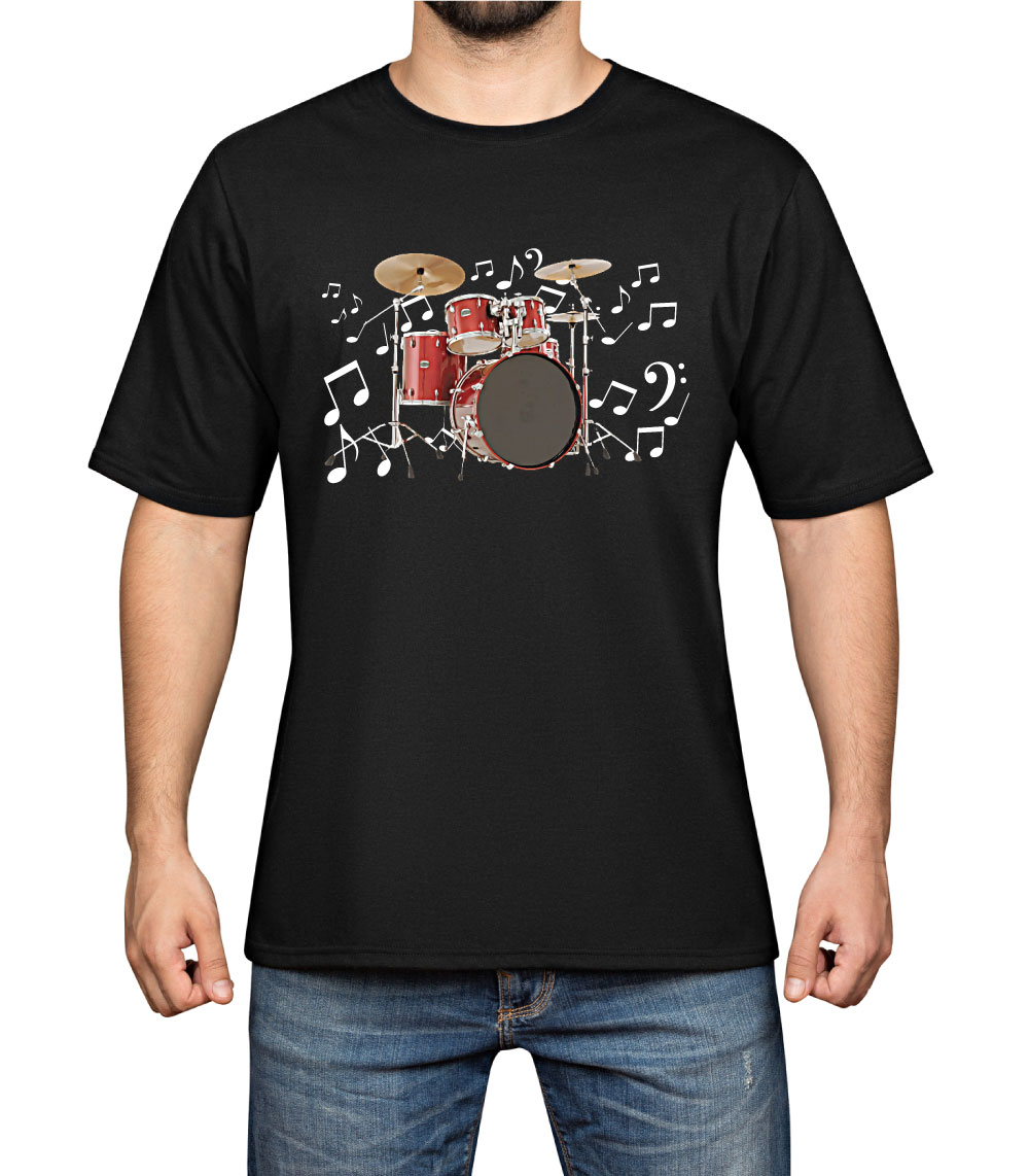 Drum Kit T Shirt, Drummers T Shirt, Men's Drum Kit Top, Cotton T Shirt,
