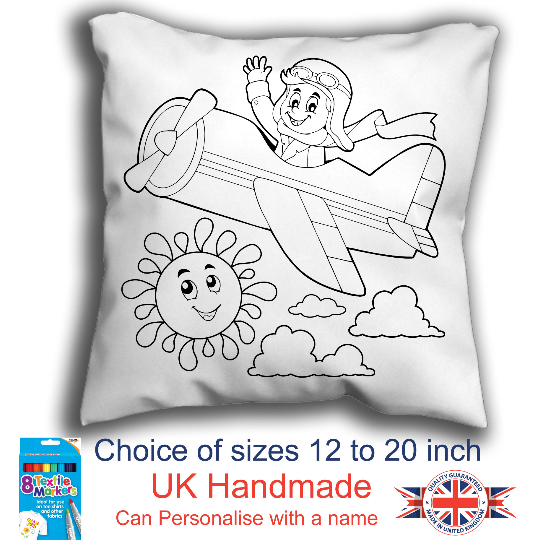 Airplane Colouring Cushion