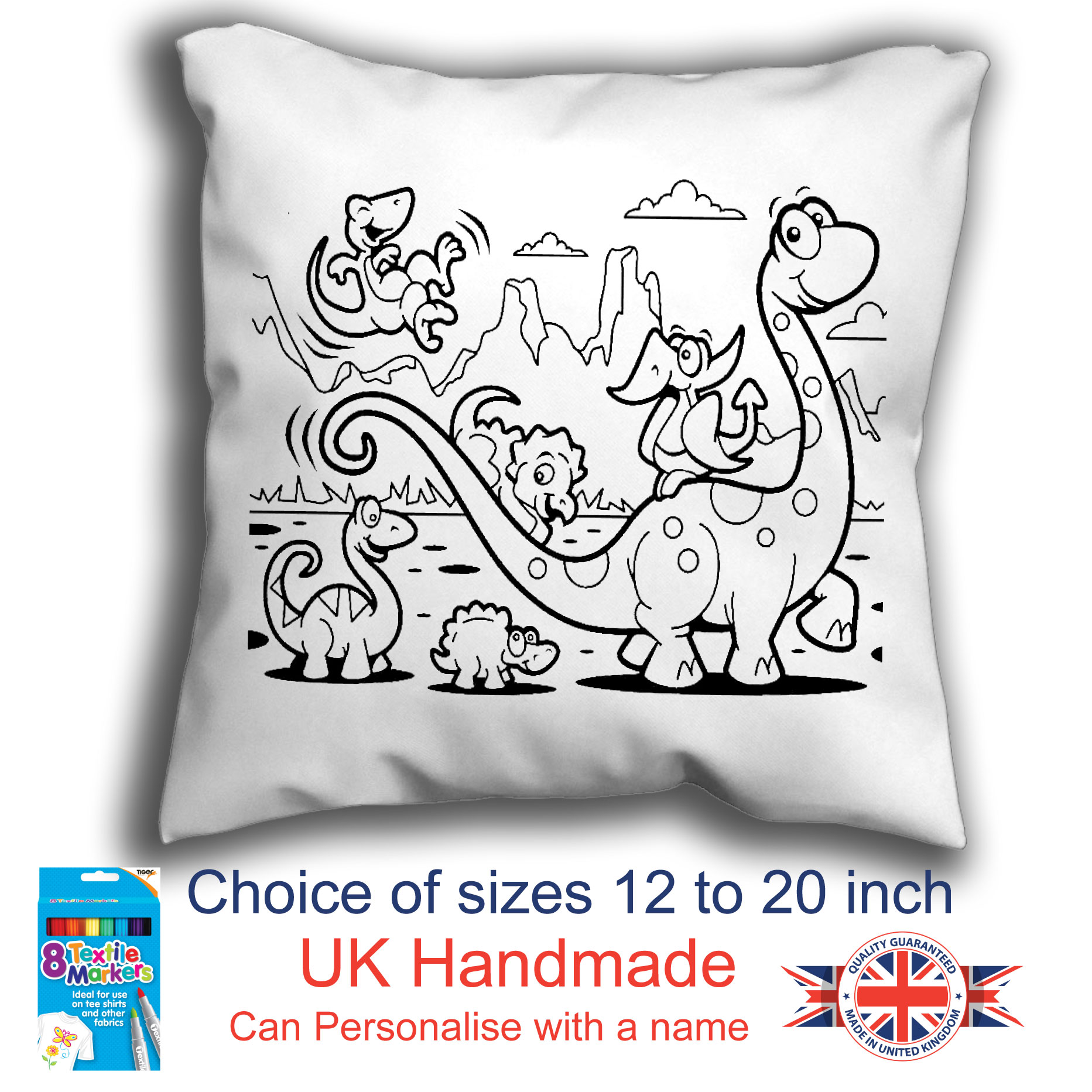 Dinosaw Colouring Cushion