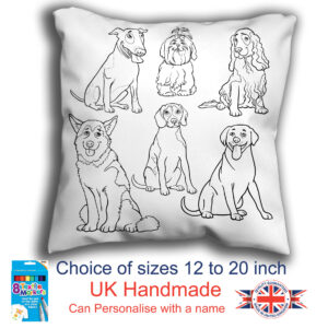 Dogs Colouring Cushion, with or without Fabric Pens Graffiti Pillow