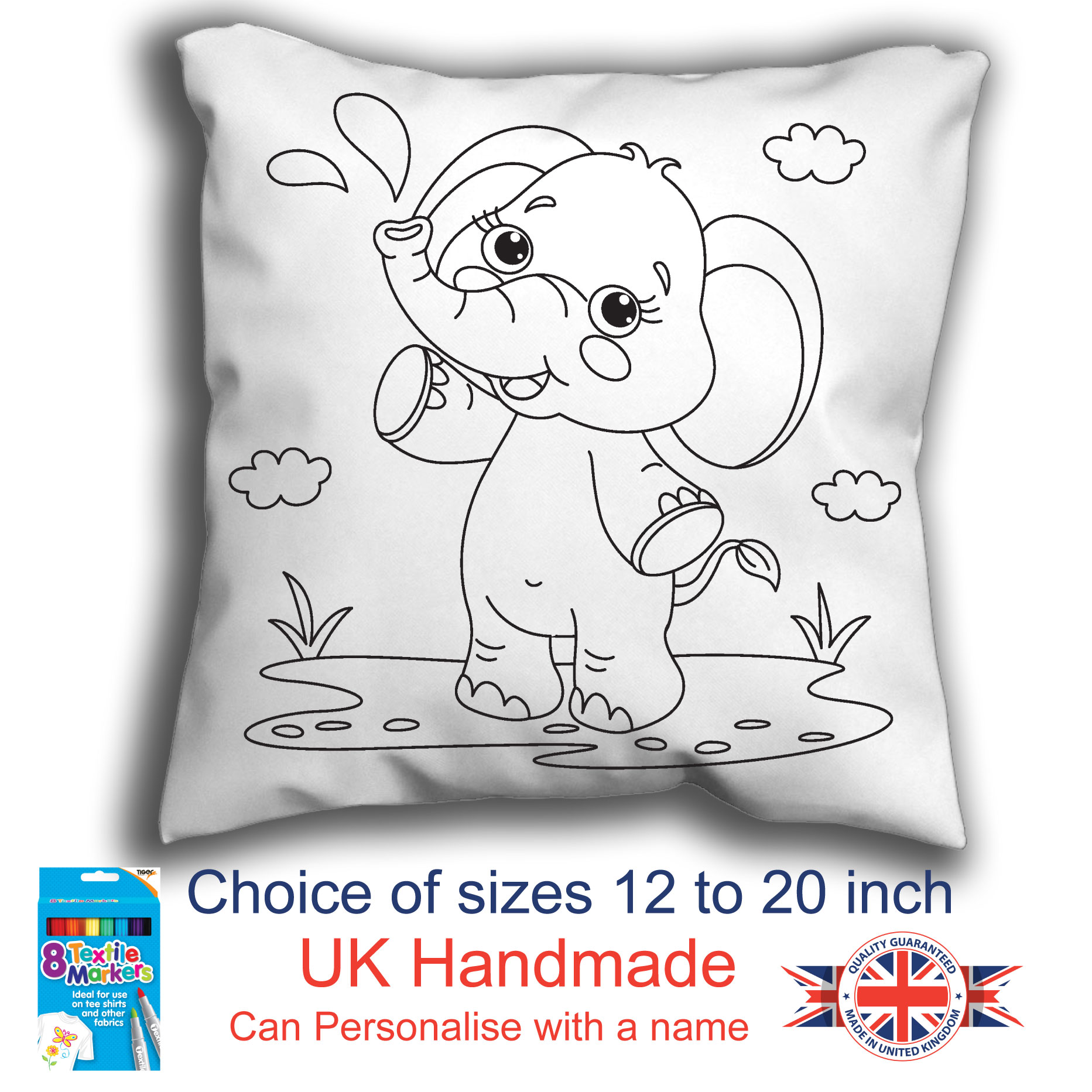 Elephant Colouring Cushion