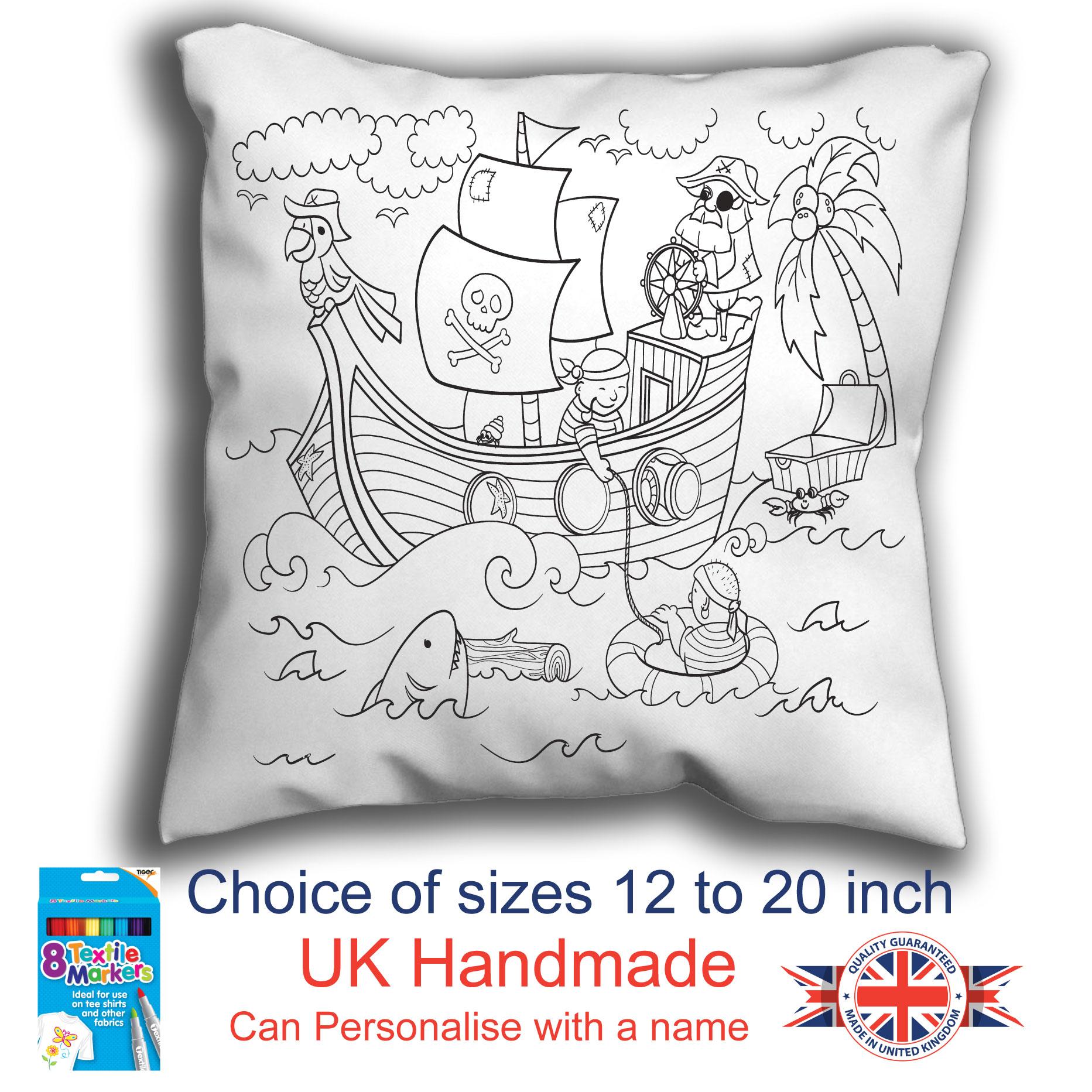 Pirate Colouring Cushion
