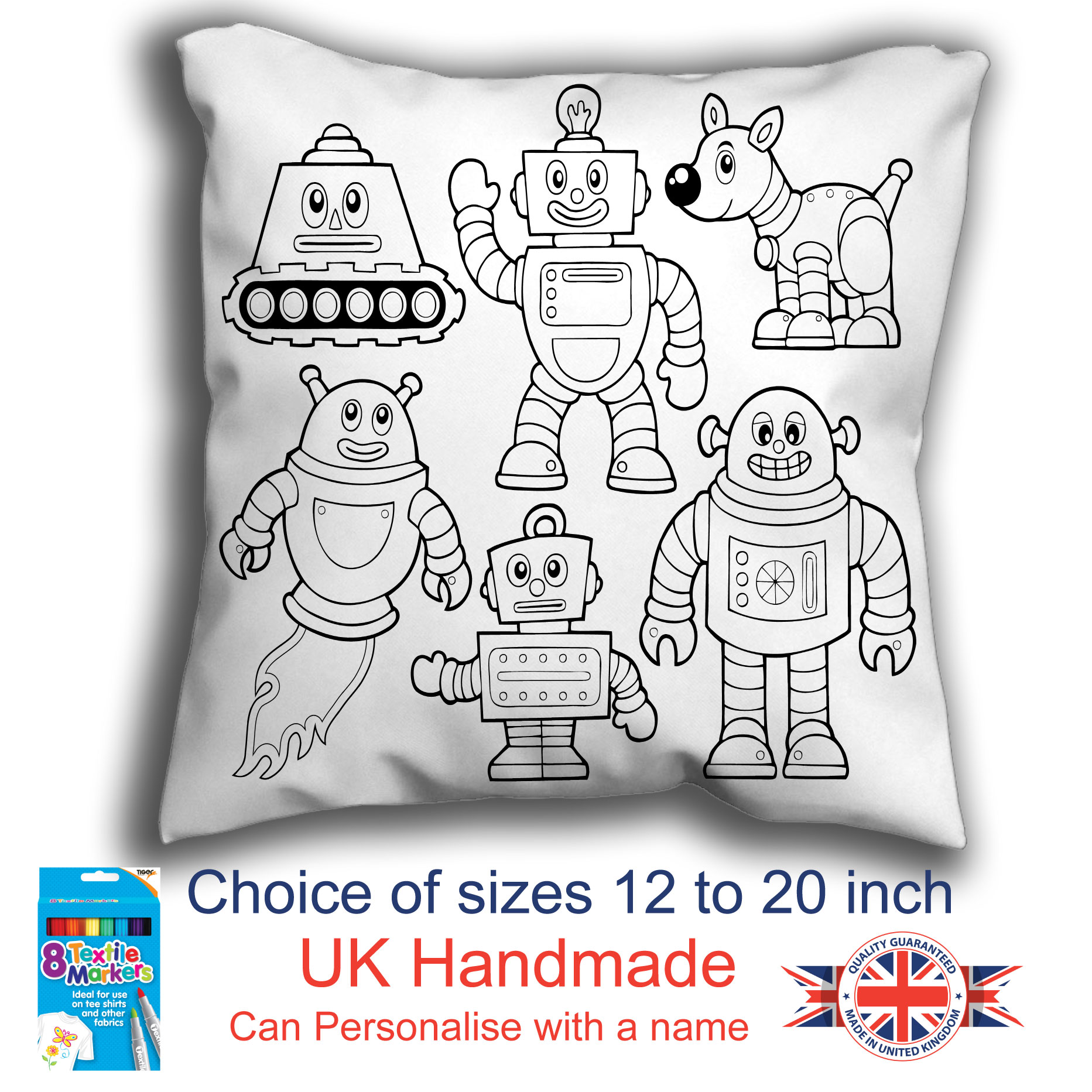 Robots Colouring Cushion