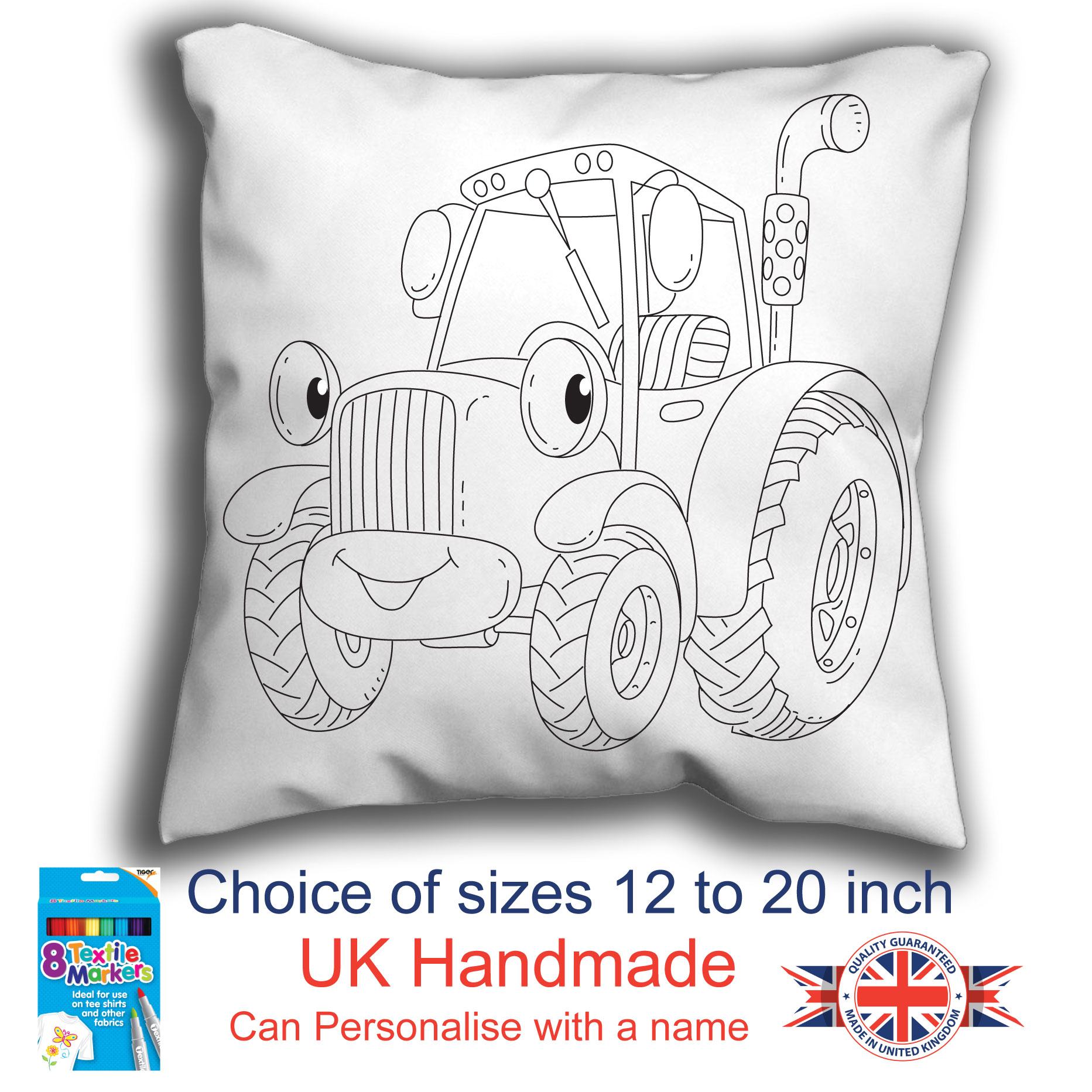 Tractor Colouring Cushion