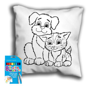 Cat And Dog Colouring Cushion