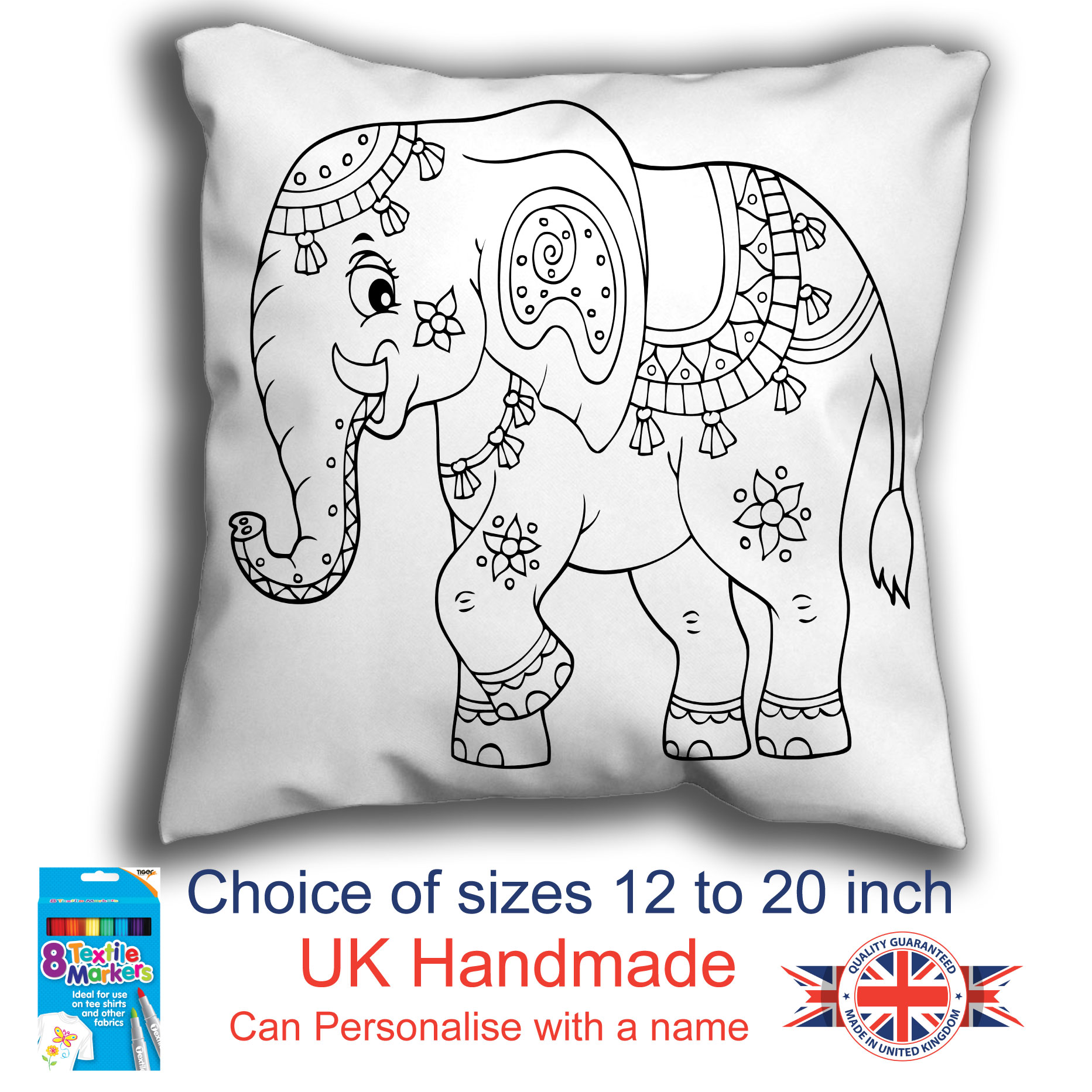 Elephant Colouring Cushion
