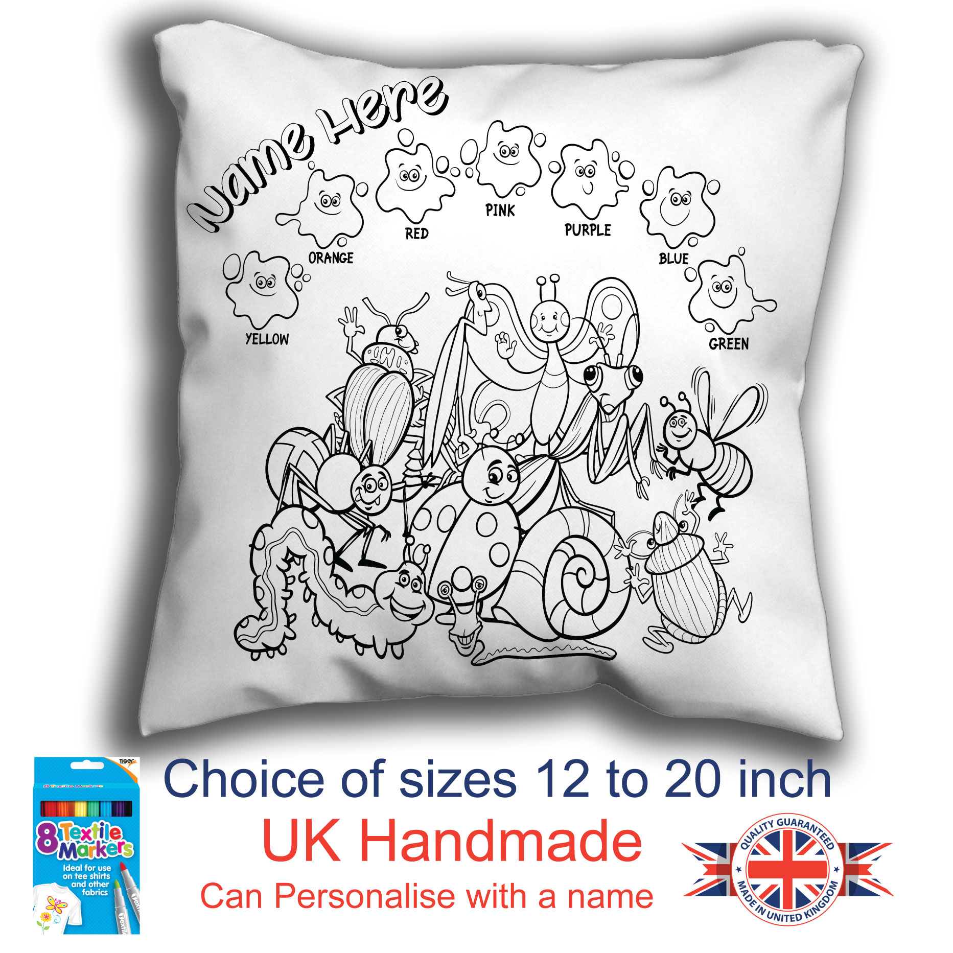 Bugs Colouring Cushion
