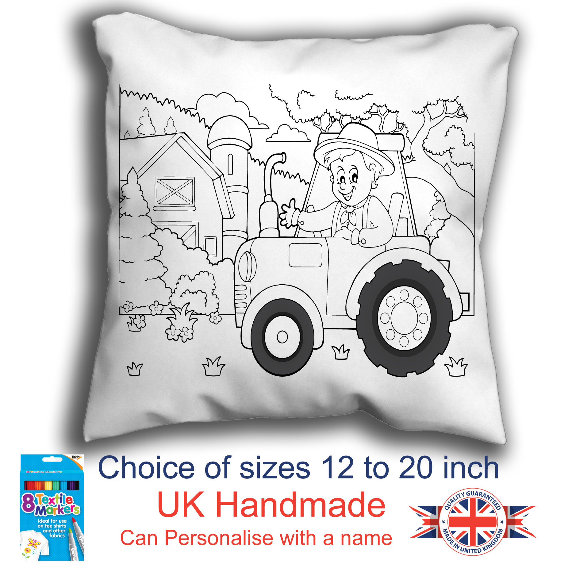Tractor Colouring Cushion