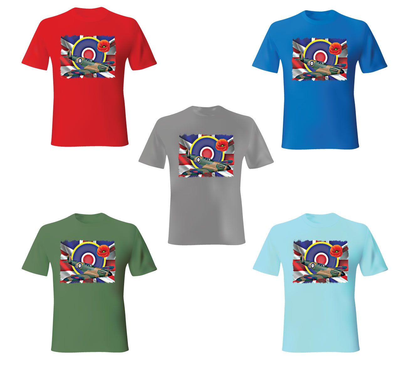 Spitfire T Shirt, WW2 Spitfire T shirt, Union Jack T shirt, Poppy, British Flag Top - Image 2